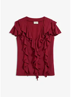 Maglia con volant in misto modal morbido, bonprix