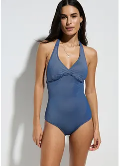 Costume intero effetto denim con scollo all'americana, bonprix