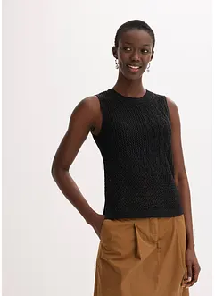 Top in maglia traforata con fili metallizzati, bonprix