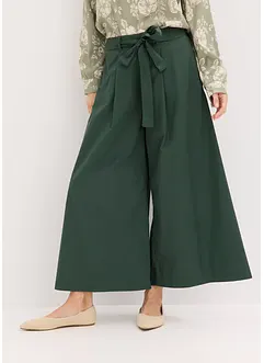 Pantaloni in popeline di cotone e cintura (set 2 pezzi), bonprix