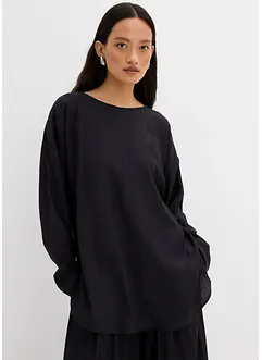 Tunica oversize in misto viscosa crinkle operato, bonprix