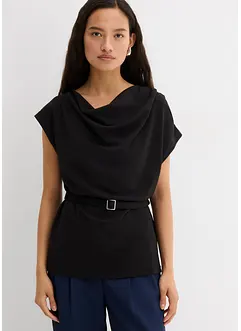 Top in crêpe strutturato con arricciatura alle spalle, bonprix