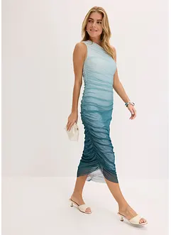 Abito monospalla con inserto in mesh, bonprix