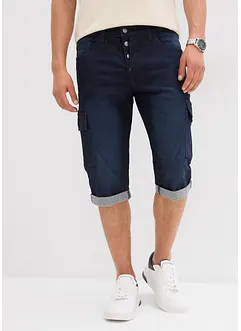 Bermuda cargo in jeans elasticizzato, loose fit, bonprix