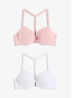 Reggiseno con coppe preformate, ferretto, chiusura anteriore e cotone (pacco da 2), bonprix
