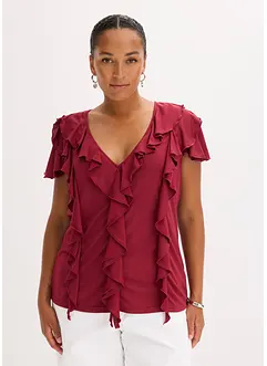 Maglia con volant in misto modal morbido, bonprix