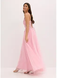 Abito lungo in delicato tulle con pizzo, bonprix