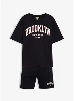 T-shirt e pantaloni corti in cotone biologico pesante (set 2 pezzi), bonprix