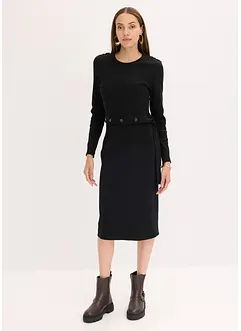 Abito midi in misto cotone elasticizzato, bonprix