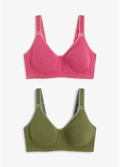 Reggiseno t-shirt senza ferretto con cotone (pacco da 2), bonprix