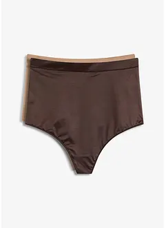 Perizoma a vita alta leggermente modellante con effetto lucido (pacco da 2), bonprix