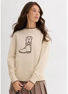 Maglione in filato fine con spalle scese, bonprix