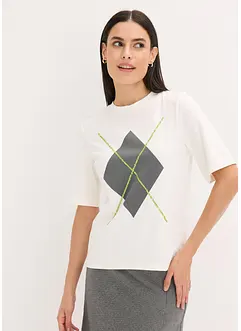 Maglia a mezze maniche con paillettes e stampa, bonprix