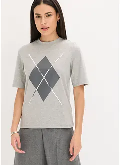 Maglia a mezze maniche con paillettes e stampa, bonprix