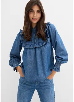 Camicia di jeans con ruches, bonprix