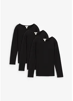 Maglia a maniche lunghe in puro cotone (pacco da 3), bonprix