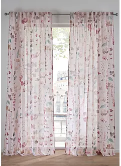 Tenda trasparente con stampa floreale (pacco da 1), bonprix