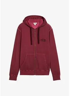 Felpa con zip e cappuccio effetto lavato, bonprix