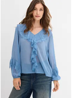 Blusa di chiffon con volant, bonprix