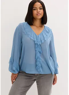Blusa di chiffon con volant, bonprix