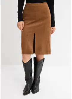 Gonna longuette in similpelle scamosciata, bonprix