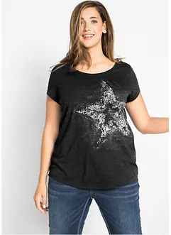 T-shirt a maniche corte in filato fiammato di cotone, bonprix