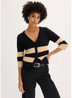 Cardigan in maglia di cotone a righe, bonprix