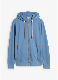 Felpa con zip e cappuccio con poliestere riciclato, bonprix