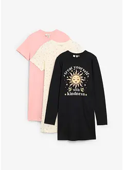 Camicia da notte in puro cotone biologico (pacco da 3), bonprix