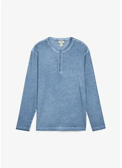 Maglia serafino a maniche lunghe in look lavato in puro cotone biologico, bonprix