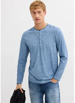 Maglia serafino a maniche lunghe in look lavato in puro cotone biologico, bonprix
