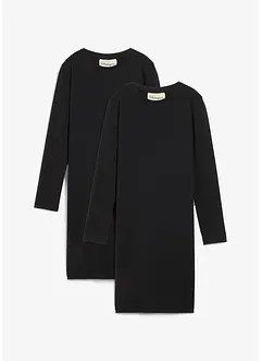 Abito di jersey in misto cotone biologico elasticizzato (pacco da 2), bonprix