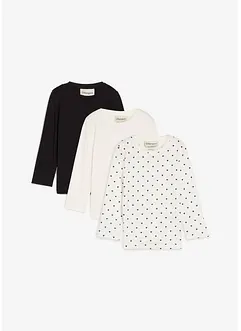 Maglia a maniche lunghe in puro cotone biologico (pacco da 3), bonprix