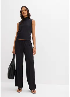 Pantaloni con elastico in vita in misto viscosa operato, bonprix