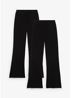 Pantaloni a gamba svasata in jersey elasticizzato misto con cotone biologico (confezione da 2), bonprix