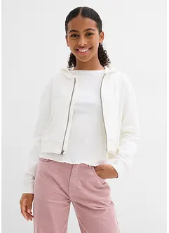 Felpa con zip e cappuccio in puro cotone biologico, bonprix