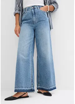 Jeans cropped wide leg, vita alta, bonprix