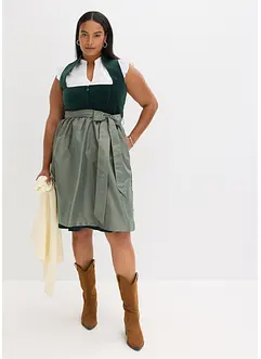 Abito bavarese con bustino in velluto e grembiule in raso (set 2 pezzi), bonprix