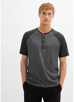 Maglia serafino a maniche corte in puro cotone biologico effetto lavato, bonprix