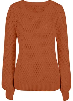 Maglione in maglia operata di misto cotone, bonprix
