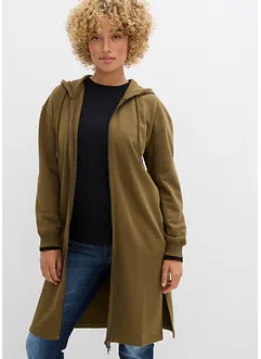 Felpa extra lunga con zip e spacchi laterali, bonprix