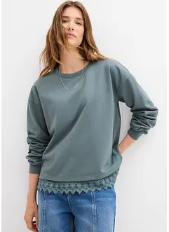 Felpa con inserto in pizzo, bonprix