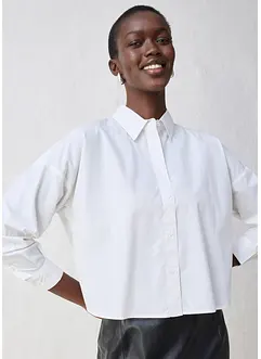 Camicia oversize corta in misto cotone e seta, bonprix