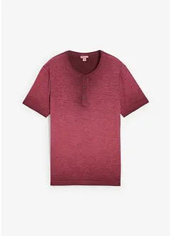 Maglia serafino a maniche corte  in puro cotone biologico effetto lavato, bonprix