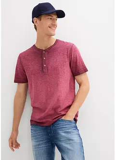 Maglia serafino a maniche corte  in puro cotone biologico effetto lavato, bonprix