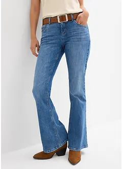 Jeans a zampa, vita media, bonprix