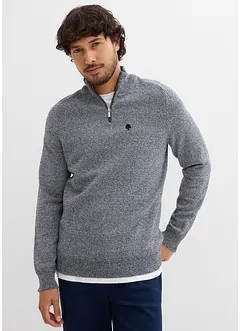 Maglione con collo alto, zip e cotone riciclato, bonprix