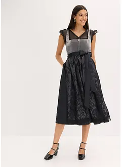 Abito bavarese con bustino lucido (set 2 pezzi), bonprix