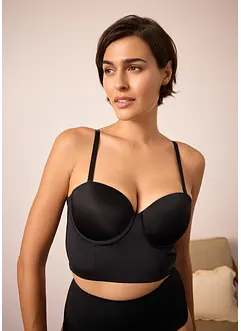 Canotta con reggiseno multiway integrato con coppe preformate ed effetto lucido, bonprix