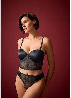 Reggiseno a balconcino con pizzo cigliato ed effetto lucido, bonprix